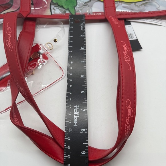 Ed Hardy Tiger Rose Clear PVC Tote‎ Bag Handbag with Red Trim and Pouch $159 - Picture 6 of 14